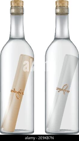 Message dans une bouteille. Illustration vectorielle. Illustration de Vecteur