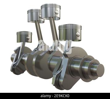Vilebrequin en métal et 4 pistons avec bielles Banque D'Images