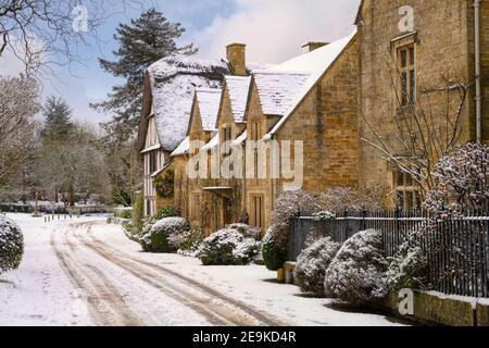 L'hiver au village de Stanton, dans le comté de Cotswold, dans le Gloucestershire, en Angleterre. Banque D'Images