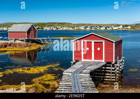 Sheds de pêche sur l'île de Fogo Banque D'Images