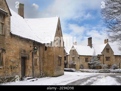 L'hiver au village de Stanton, dans le comté de Cotswold, dans le Gloucestershire, en Angleterre. Banque D'Images