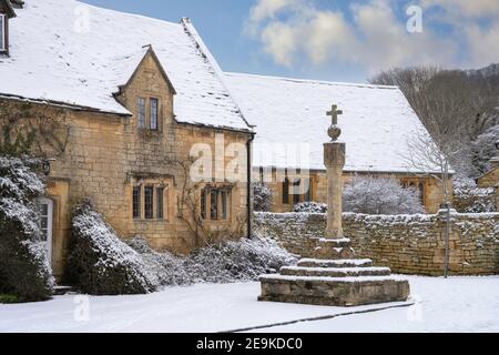 L'hiver au village de Stanton, dans le comté de Cotswold, dans le Gloucestershire, en Angleterre. Banque D'Images