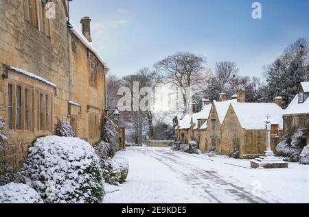 L'hiver au village de Stanton, dans le comté de Cotswold, dans le Gloucestershire, en Angleterre. Banque D'Images