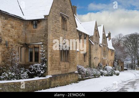 L'hiver au village de Stanton, dans le comté de Cotswold, dans le Gloucestershire, en Angleterre. Banque D'Images