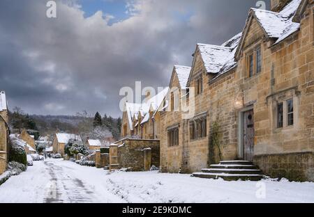 L'hiver au village de Stanton, dans le comté de Cotswold, dans le Gloucestershire, en Angleterre. Banque D'Images