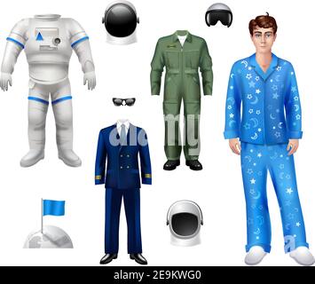 Ensemble personnage d'astronaute avec casque de costume isolé illustration vectorielle Illustration de Vecteur