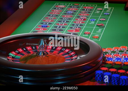 Table de roulette du Casino. Mise au point sélective. illustration 3d. Banque D'Images