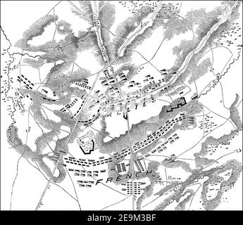 Bataille de Waterloo, 18 juin 1815, près de Waterloo, en Belgique, des batailles britanniques sur terre et mer, par James Grant Banque D'Images