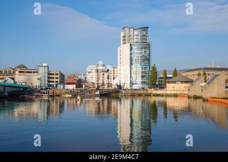 Royaume-uni, Irlande du Nord, Belfast, la construction de bateaux sur le fleuve Lagan Banque D'Images