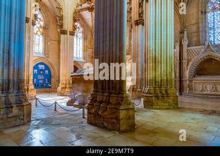 BATALHA, PORTUGAL, 28 MAI 2019 : tombe du roi Jean-I dans le monastère de Batalha, Portugal Banque D'Images