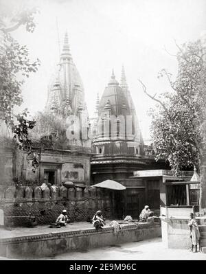 Photographie de la fin du XIXe siècle - Temple du singe Durga, Benares Varanasi, Inde, vers 1890 Banque D'Images