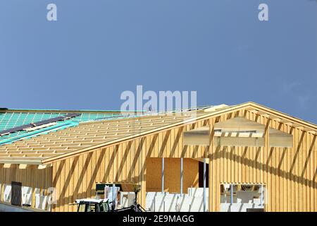 Construction d'un nouveau hall en bois Banque D'Images