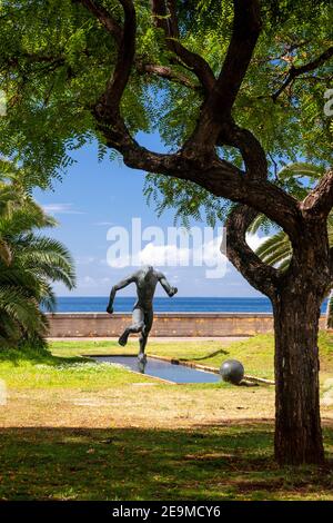 Statue de l'homme de course, Funchal, Madère, Portugal Banque D'Images