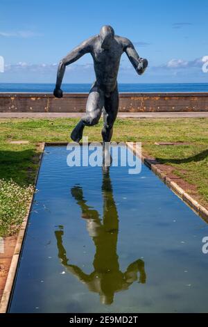 Statue de l'homme de course, Funchal, Madère, Portugal Banque D'Images