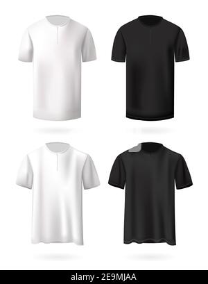 Ensemble de maquettes pour T-Shirts, illustration vectorielle réaliste sur fond blanc Illustration de Vecteur