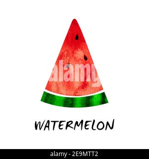 Rondelles de pastèque illustration de l'eau-couleur isolée sur fond blanc Banque D'Images