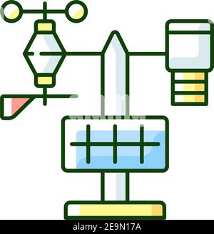 Icône de couleur RVB des stations météo Illustration de Vecteur