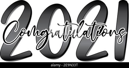 Classe de 2021 script noir et blanc Banque D'Images