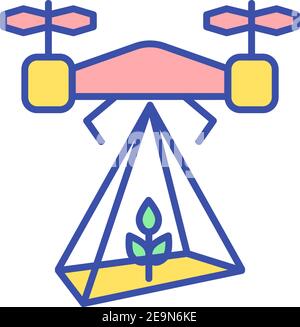 Icône de couleur RVB de drone de pulvérisation Illustration de Vecteur