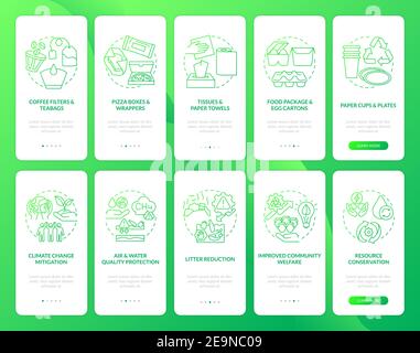 Déchets biodégradables réduisant l'intégration de l'écran de la page d'application mobile avec des concepts définir Illustration de Vecteur