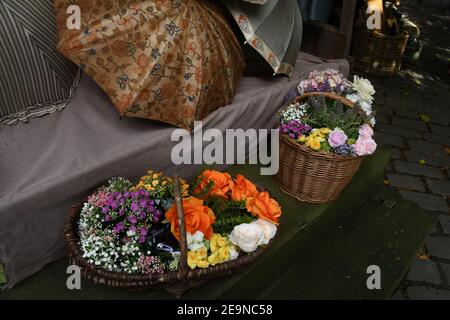 Partie du tournage de la série de Bridgerton dans l'abbaye de Green à Bath le 25 septembre 2019.Somerset. ROYAUME-UNI Banque D'Images