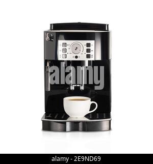 Machine à café expresso isolée sur fond blanc. Banque D'Images