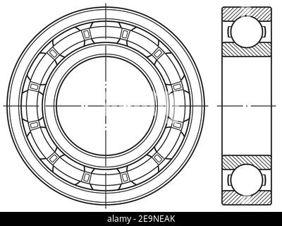 Illustration du roulement à billes de contour Illustration de Vecteur