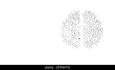 rendu 3d des ongles en forme de symbole du cerveau hémisphère avec ombres isolées sur fond blanc Banque D'Images