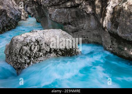 Grande gorge de Soca en Slovénie Banque D'Images