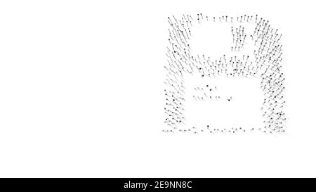 rendu 3d des ongles en forme de symbole de disquette disque avec ombres isolées sur fond blanc Banque D'Images