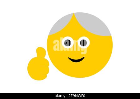 bravo à la femme âgée, icône emoji Banque D'Images