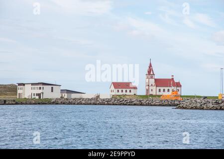 Église de la ville de Raufarhofn dans le nord de l'Islande Banque D'Images