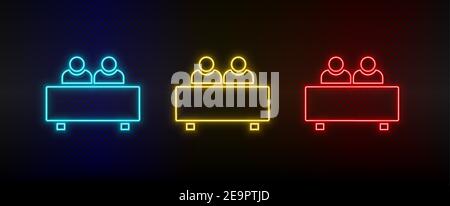 Entretien avec Neon Icon Set, utilisateurs. Ensemble d'icônes vectorielles de néon rouge, bleu et jaune Illustration de Vecteur
