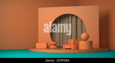 Forme dans un scénario 3D minimal dans un style moderne Banque D'Images