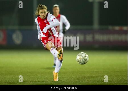 NIEUWEHORNE, PAYS-BAS - FÉVRIER 5: Victoria Pelova d'Ajax pendant le match de Womens TOTO KNVB Beker entre SC Heerenveen et Ajax au Sportpark Nie Banque D'Images