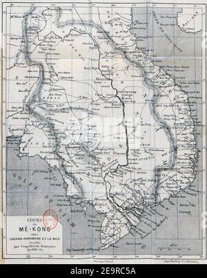 Mouhot - Voyage dans les royaumes de Siam, de Cambodge, de Laos et autres parties centrales de l'Indo-Chine, éd Lanoye, 1868, carte Banque D'Images