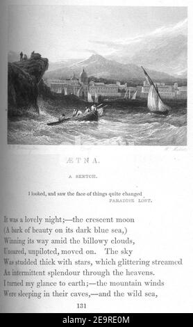 Gravure du mont Aetna par William Miller après R P Bonington. Banque D'Images