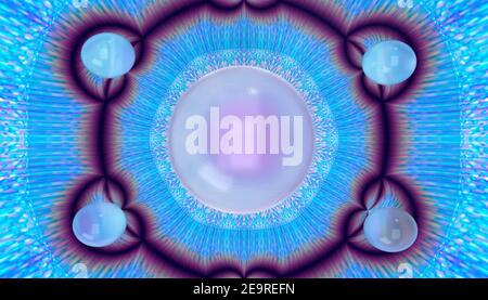 Arrière-plan bleu abstrait avec sphères transparentes. image 3d. Banque D'Images