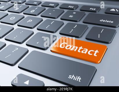 clavier blanc avec touche de contact illustration 3d Banque D'Images