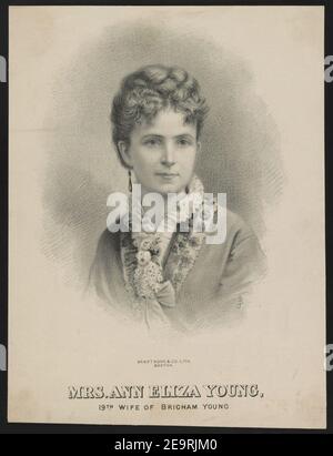 Mme Ann Eliza Young, 19e épouse de Brigham Young - JB (monogramme) ; Armstrong & Co. Lith., Boston. Banque D'Images