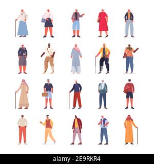 agencez les vêtements de course pour hommes dans des vêtements décontractés à la mode illustration vectorielle pleine longueur de la collection de personnages de dessin animé mâle senior Illustration de Vecteur