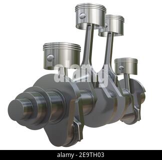 Vilebrequin en métal et 4 pistons avec bielles Banque D'Images