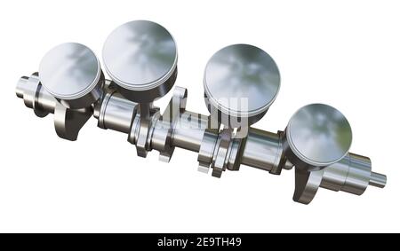 Vilebrequin en métal et 4 pistons avec bielles Banque D'Images