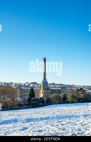 Bliss Tweed Mill dans la neige de janvier. Chipping Norton, Oxfordshire, Angleterre Banque D'Images