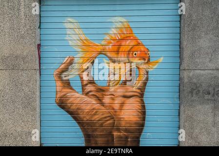 Fresque d'art de Grenoble Graffiti Street Banque D'Images