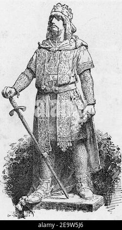 Napoli Ruggero il Normanno statua nel Palazzo Reale. Banque D'Images