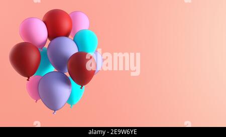 Ballons colorés pour un joyeux anniversaire en intérieur Banque D'Images