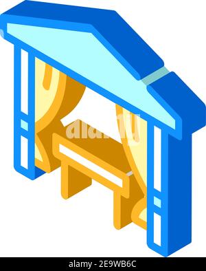 tente avec table pour manger une illustration vectorielle d'icône isométrique Illustration de Vecteur