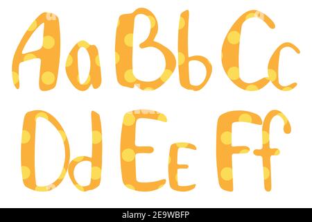 Police en pointillés enfant mignon - A, B, C, D, E, F Illustration de Vecteur