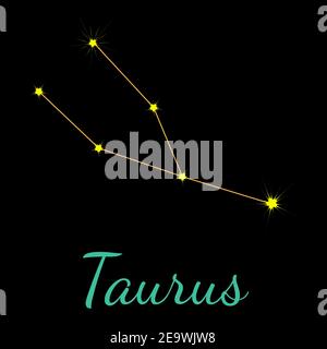 Constellation de vecteurs Taurus avec étoiles et nom Illustration de Vecteur